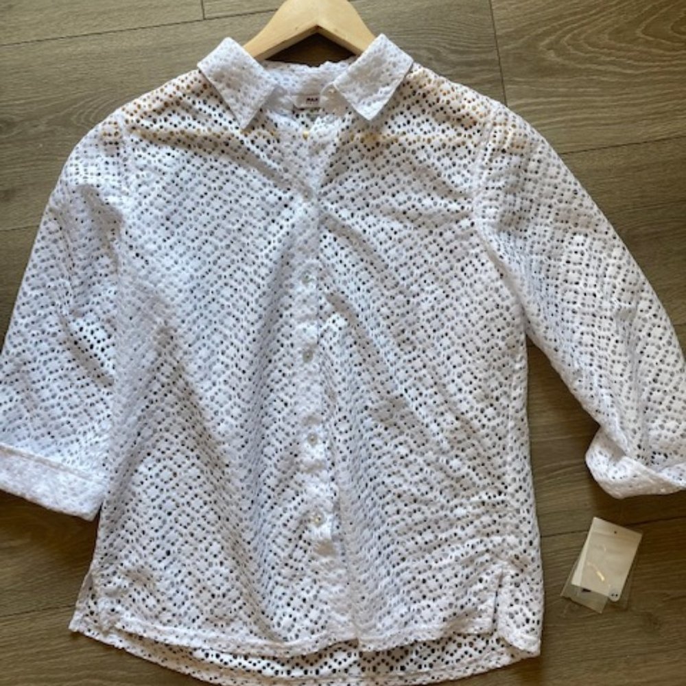 NWT Nygard Aria see-through white blouse